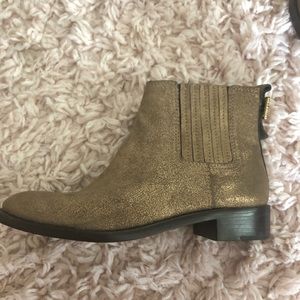 gold/sparkly Tory Burch booties